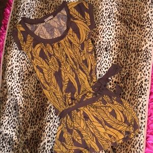 Forever 21 tunic yellow brown with tie small